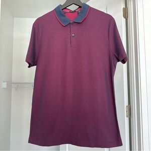Hugo Boss Men’s Maroon Polo with Navy Collar